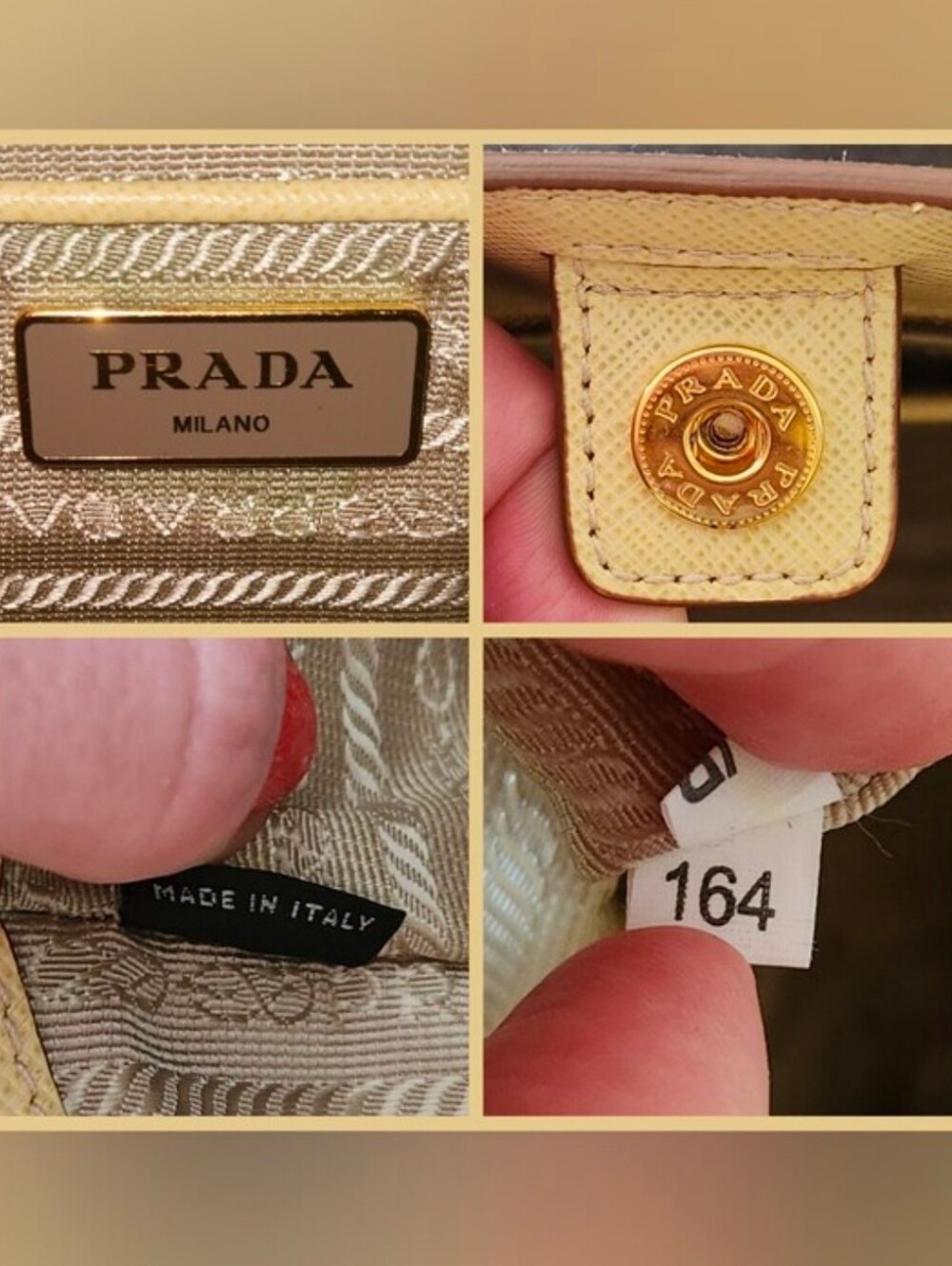 💛RARE Prada💛 - Bi-Color Ananas/Talco Saffiano Lux Leather Large Shopping Tote - Picture 7 of 16